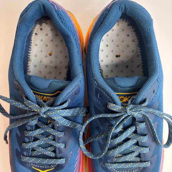 HOKA W Torrent 2 Blue Pink Gold Stripe Running Shoes Size 10 - Picture 5 of 12